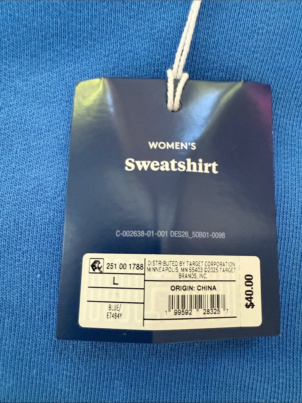 Roller Rabbit Target Collaboration Blue Sweatshirt NWT L - Picture 5 of 6